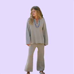NWT Free People Beach Hailee Sweater set in Au Lait Size XL $128 Sold Out